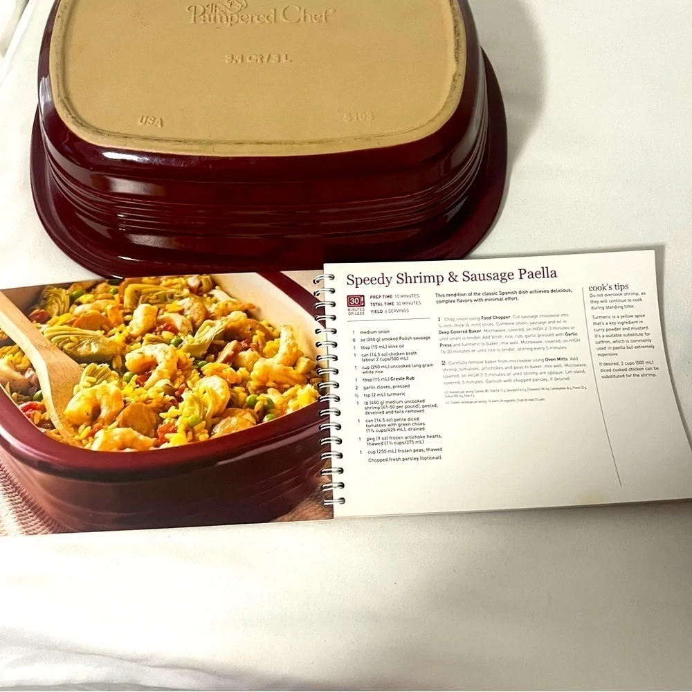 Pampered Chef Cranberry Deep Roaster Covered Baker Stoneware 3.1 Qt USA 5103 EUC